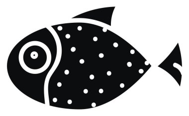 Black fish with dots, illustration, vector on white background.