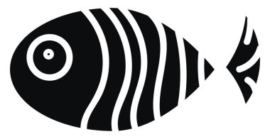 Black fish with full lines, illustration, vector on white background.