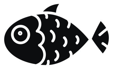 Black fish with gills , illustration, vector on white background.