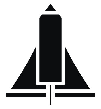 Black rocket, illustration, vector on white background.