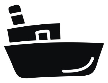 Minimalistic black boat, illustration, vector on white background.