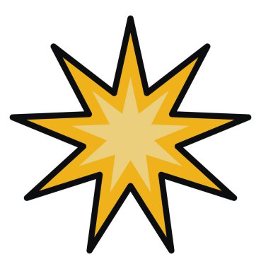 Sıra dışı altın yıldız, illüstrasyon, beyaz arkaplan üzerindeki vektör.