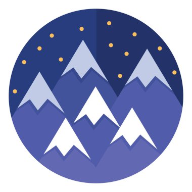 Karlı altı dağ, resimli, beyaz arkaplanda vektör.