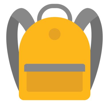 Okul sarı sırt çantası, illüstrasyon, beyaz arkaplanda vektör.