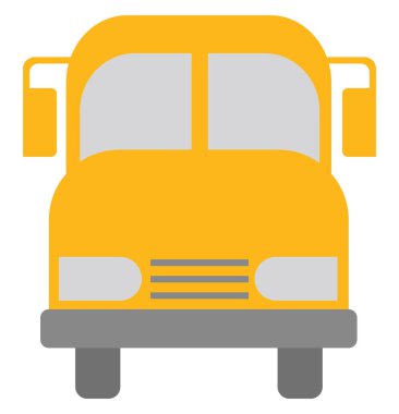 Sarı okul otobüsü, illüstrasyon, beyaz arkaplan üzerindeki vektör.