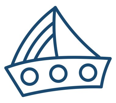 Mavi küçük gemi, illüstrasyon, beyaz arkaplanda vektör.