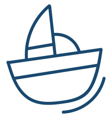 Mavi tekne yelkeni, illüstrasyon, beyaz arka planda vektör.