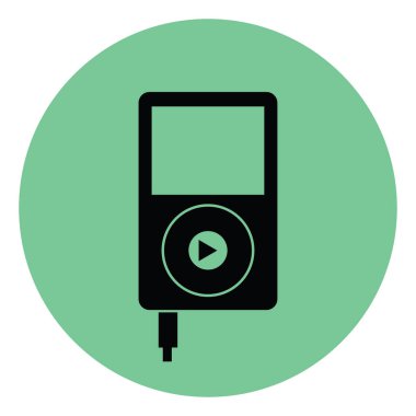 Siyah mp3 oynatıcı, illüstrasyon, beyaz arkaplan üzerindeki vektör.