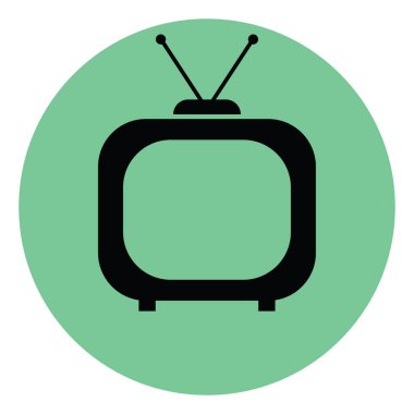Eski Siyah TV, illüstrasyon, beyaz arkaplanda vektör.