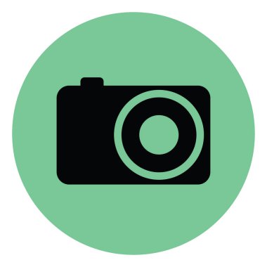 Siyah kamera, illüstrasyon, beyaz arkaplanda vektör.