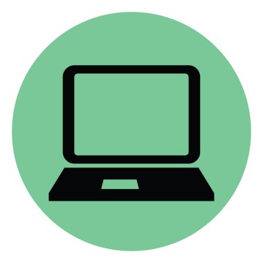 Siyah dizüstü bilgisayar, illüstrasyon, beyaz arkaplanda vektör.