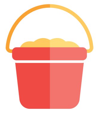 Kırmızı kum kovası, illüstrasyon, beyaz arkaplanda vektör.