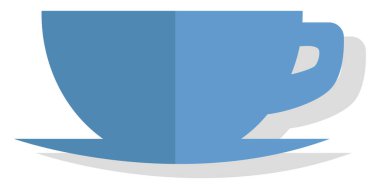 Küçük mavi kupa, illüstrasyon, beyaz arkaplanda vektör.