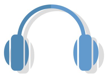 Mavi kablosuz kulaklık, illüstrasyon, beyaz arkaplanda vektör.