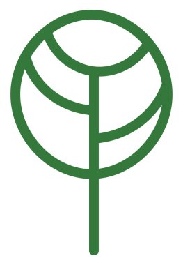 Minimalist çember biçimli yeşil ağaç, illüstrasyon, beyaz arkaplan üzerindeki vektör.