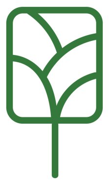 Kare yeşil ağaç, illüstrasyon, beyaz arkaplanda vektör.