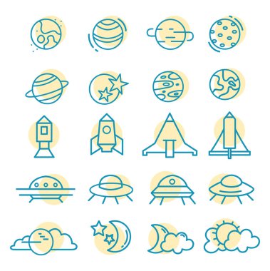 Kozmos keşfi, illüstrasyon, beyaz arkaplan üzerindeki vektör.