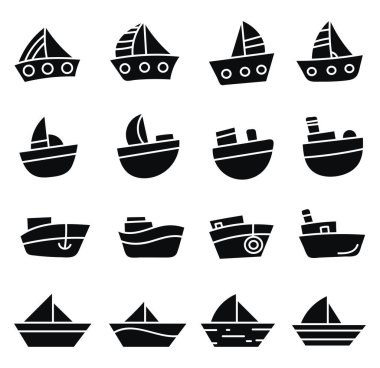 Siyah yelkenli gemiler, illüstrasyon, beyaz arkaplanda vektör.