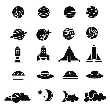 Dış uzay, illüstrasyon, beyaz arkaplan üzerindeki vektör.