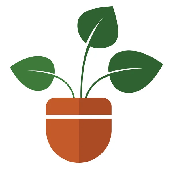 Potted Green Plant Illustration Vector White Background — Vetor de Stock