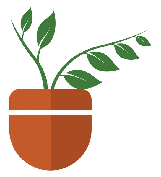 Houseplant Orange Pot Illustration Vector White Background — Vettoriale Stock