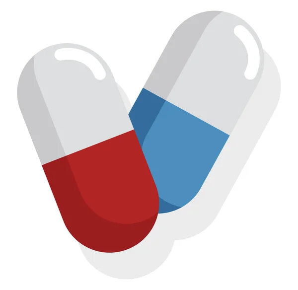 Two Pills Illustration Vector White Background —  Vetores de Stock