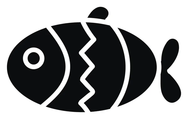 Black Fish Striped Lines Illustration Vector White Background — Stock vektor