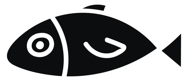 Simple Black Fish Illustration Vector White Background — Stock vektor