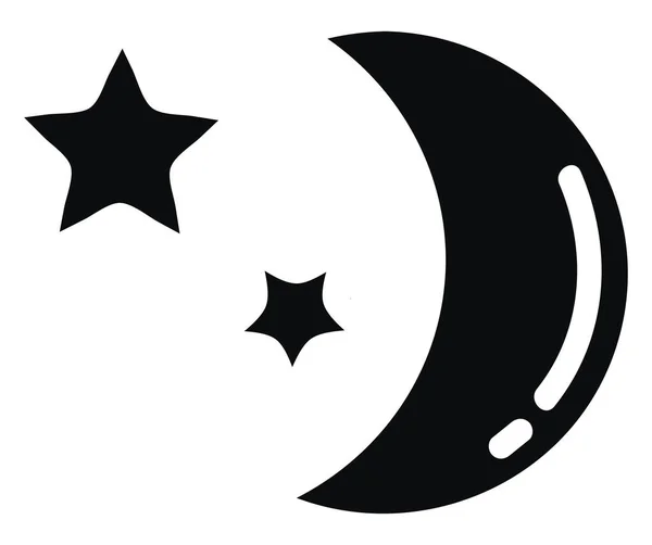 Молодая Черная Луна Двумя Звездами Иллюстрация Вектор Белом Фоне — стоковый вектор