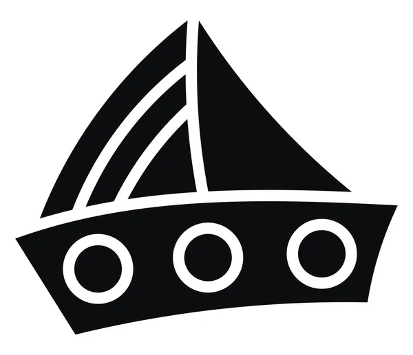 Black Little Ship Illustration Vector White Background — Stok Vektör