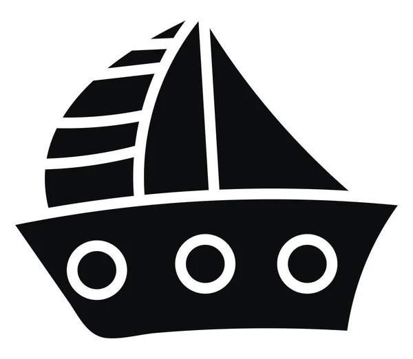 Little Black Ship Sail Illustration Vector White Background — Stok Vektör