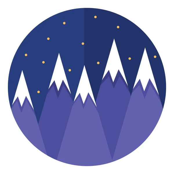 Ять Вершин Гір Вночі Ілюстрація Вектор Білому Тлі — стоковий вектор
