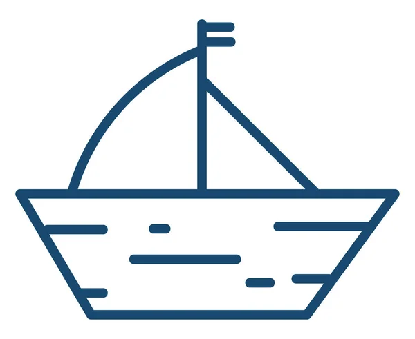 Navire Bleu Avec Lignes Illustration Vecteur Sur Fond Blanc — Image vectorielle