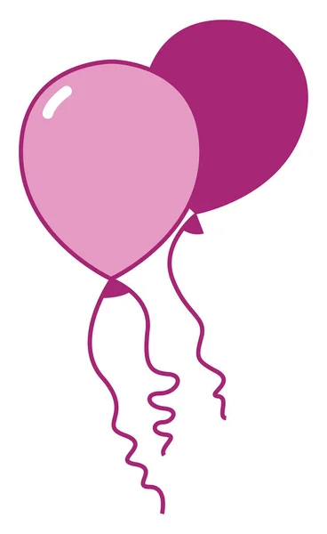 Twee Roze Ballonnen Illustratie Vector Witte Achtergrond — Stockvector