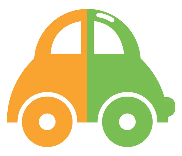 Gele Groene Auto Speelgoed Illustratie Vector Witte Achtergrond — Stockvector