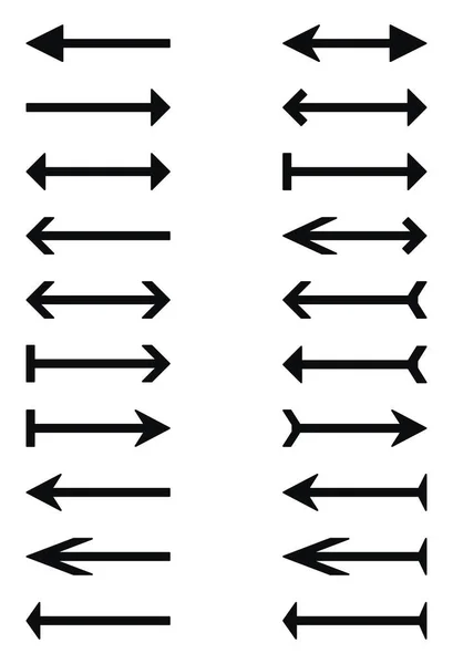 Flèches Noires Dans Différentes Directions Tailles Illustration Vecteur Sur Fond — Image vectorielle