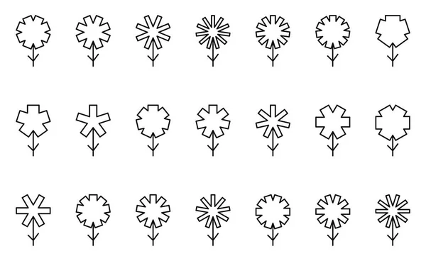 Fleurs Blanches Dans Différentes Formes Illustration Vecteur Sur Fond Blanc — Image vectorielle