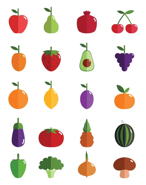 Healthy Fruits Vegetables Illustration Vector White Background — Stock Vector