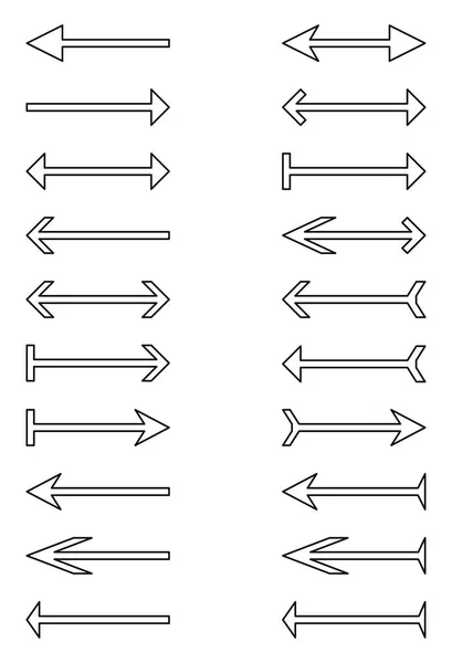 Diferentes Tipos Flechas Ilustración Vector Sobre Fondo Blanco — Vector de stock
