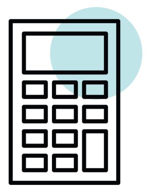 Mavi hesap makinesi, illüstrasyon, beyaz arkaplan üzerindeki vektör.