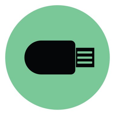 Siyah USB, illüstrasyon, beyaz arkaplan üzerindeki vektör.