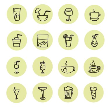 Popüler içecekler, illüstrasyon, beyaz arka planda vektör.