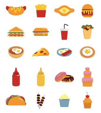 Fast food, illüstrasyon, beyaz arkaplan vektörü.