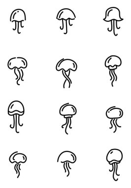 Okyanus denizanası, illüstrasyon, beyaz arkaplanda vektör.