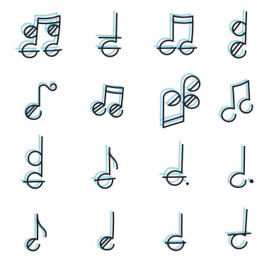 Müzik notaları, illüstrasyon, beyaz arkaplan üzerindeki vektör.