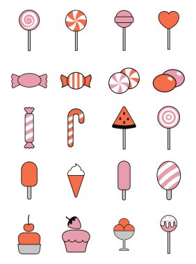 Tatlı şeker, illüstrasyon, beyaz arkaplanda vektör.