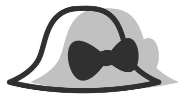 Fiyonklu gri şapka, illüstrasyon, beyaz arka planda vektör.