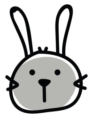 Gri tavşan başı, illüstrasyon, beyaz arkaplanda vektör.