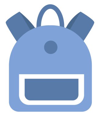 Mavi sırt çantası, illüstrasyon, beyaz arkaplanda vektör.