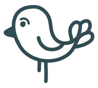 Şirin kuyruklu küçük mavi tavuk, resimli, beyaz arka planda vektör..